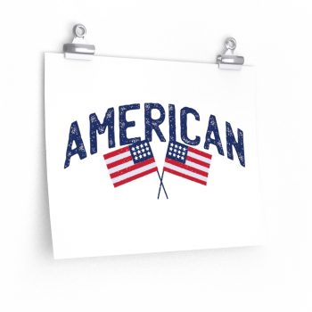 Wall Art Posters Prints - American Two USA Flags