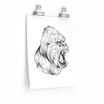 Wall Art Posters Prints - Angry Ape Gorilla Drawing