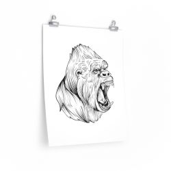 Wall Art Posters Prints - Angry Ape Gorilla Drawing