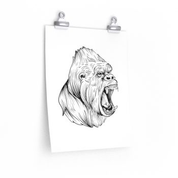 Wall Art Posters Prints - Angry Ape Gorilla Drawing