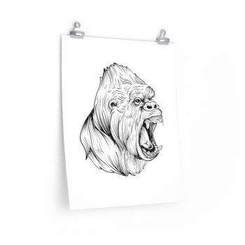 Wall Art Posters Prints - Angry Ape Gorilla Drawing