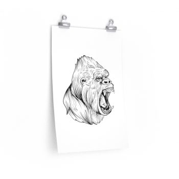 Wall Art Posters Prints - Angry Ape Gorilla Drawing