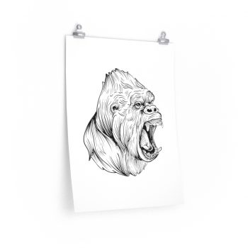 Wall Art Posters Prints - Angry Ape Gorilla Drawing