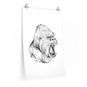 Wall Art Posters Prints - Angry Ape Gorilla Drawing