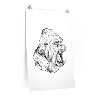 Wall Art Posters Prints - Angry Ape Gorilla Drawing