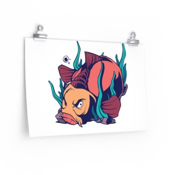 Wall Art Posters Prints - Angry Carp Fish Water Plants