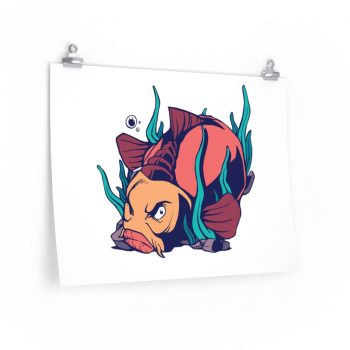 Wall Art Posters Prints - Angry Carp Fish Water Plants