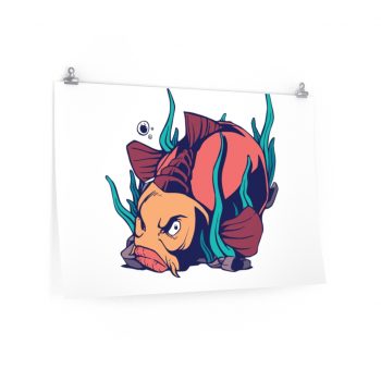 Wall Art Posters Prints - Angry Carp Fish Water Plants