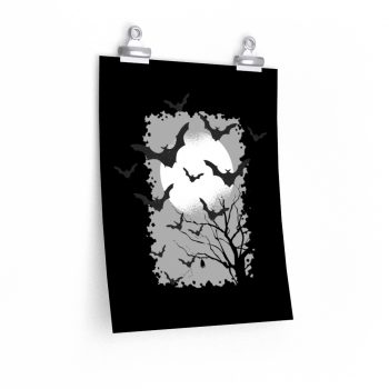 Wall Art Posters Prints - Bats Moon Trees Night