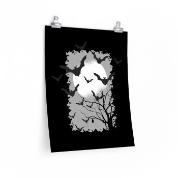 Wall Art Posters Prints - Bats Moon Trees Night