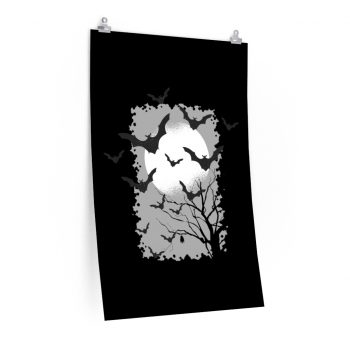 Wall Art Posters Prints - Bats Moon Trees Night