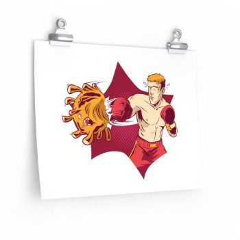 Wall Art Posters Prints - Boxer Fighting Coronavirus Virus Covid 19