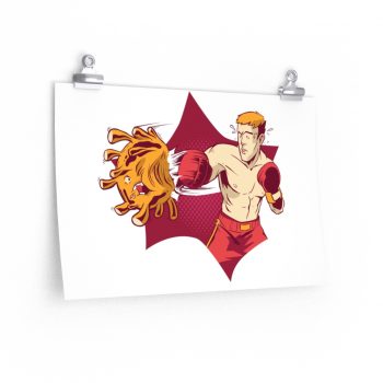 Wall Art Posters Prints - Boxer Fighting Coronavirus Virus Covid 19