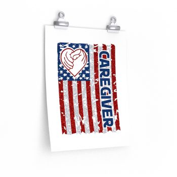 Wall Art Posters Prints - Caregiver USA Flag