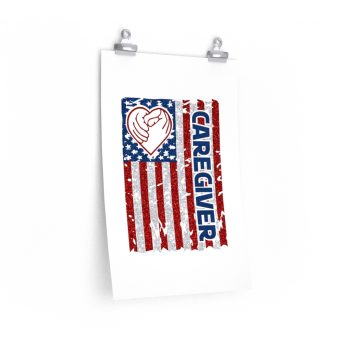 Wall Art Posters Prints - Caregiver USA Flag