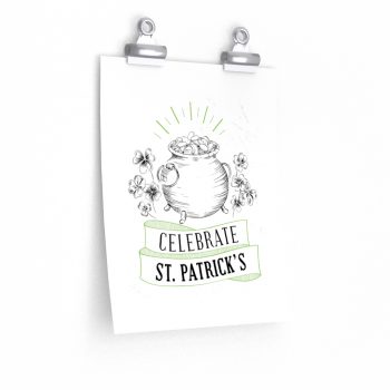 Wall Art Posters Prints - Celebrate Happy St Patricks Day Pot of Gold Clover