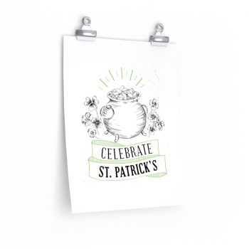 Wall Art Posters Prints - Celebrate Happy St Patricks Day Pot of Gold Clover