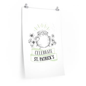 Wall Art Posters Prints - Celebrate Happy St Patricks Day Pot of Gold Clover