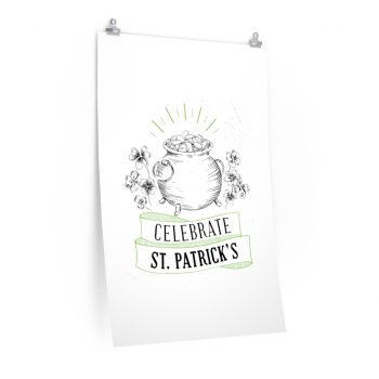 Wall Art Posters Prints - Celebrate Happy St Patricks Day Pot of Gold Clover