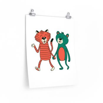 Wall Art Posters Prints - Cute Bear Tiger