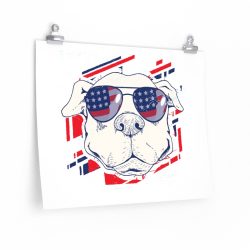 Wall Art Posters Prints - Dog Pitbull Pit bull USA American Flag