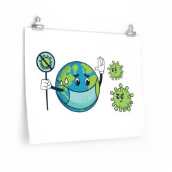 Wall Art Posters Prints - Earth Face Mask Fighting Coronavirus Covid 19