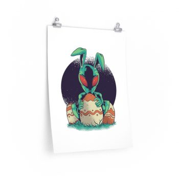 Wall Art Posters Prints - Easter Bunny Alien with Easter Eggs