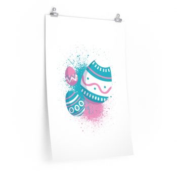 Wall Art Posters Prints - Easter Eggs Spray Painted Blue Pink White