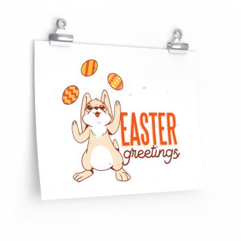 Wall Art Posters Prints - Easter Greetings Bunny Juggling Easter Eggs