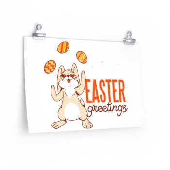 Wall Art Posters Prints - Easter Greetings Bunny Juggling Easter Eggs