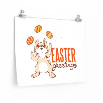 Wall Art Posters Prints - Easter Greetings Bunny Juggling Easter Eggs