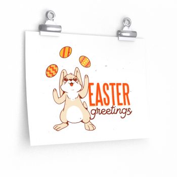 Wall Art Posters Prints - Easter Greetings Bunny Juggling Easter Eggs