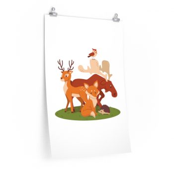 Wall Art Posters Prints - Forest Animals Fox Deer Moose Possum