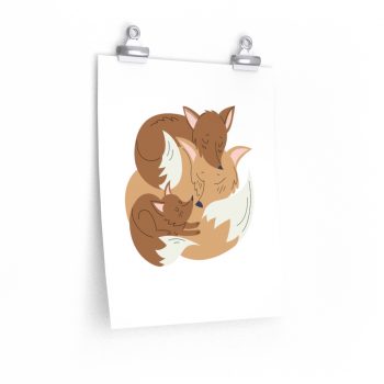 Wall Art Posters Prints - Fox Mom and Babies