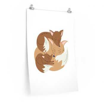 Wall Art Posters Prints - Fox Mom and Babies