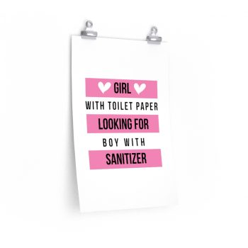 Wall Art Posters Prints - Girl With Toilet Paper Looking For Boy Wtih Sanitizer