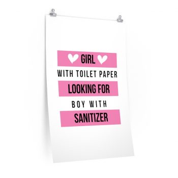 Wall Art Posters Prints - Girl With Toilet Paper Looking For Boy Wtih Sanitizer