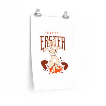 Wall Art Posters Prints - Happy Easter Bunny Breaking Eggs