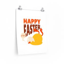 Wall Art Posters Prints - Happy Easter Chick Falling