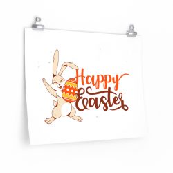 Wall Art Posters Prints - Happy Easter Cute Easter Bunny Rabbit Egg