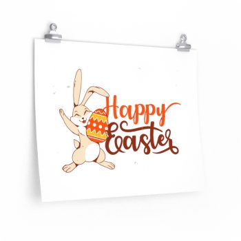 Wall Art Posters Prints - Happy Easter Cute Easter Bunny Rabbit Egg