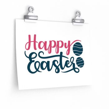 Wall Art Posters Prints - Happy Easter Egg Pink Blue