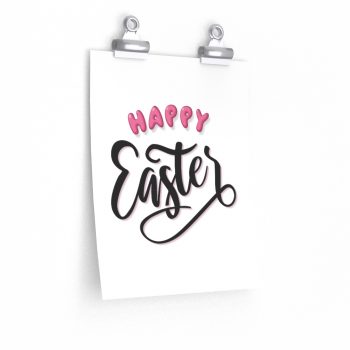 Wall Art Posters Prints - Happy Easter Pink Black