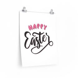 Wall Art Posters Prints - Happy Easter Pink Black