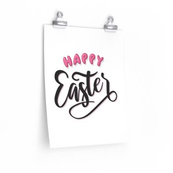 Wall Art Posters Prints - Happy Easter Pink Black