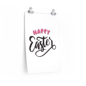 Wall Art Posters Prints - Happy Easter Pink Black