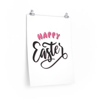 Wall Art Posters Prints - Happy Easter Pink Black