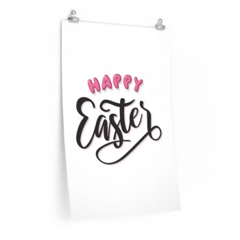 Wall Art Posters Prints - Happy Easter Pink Black