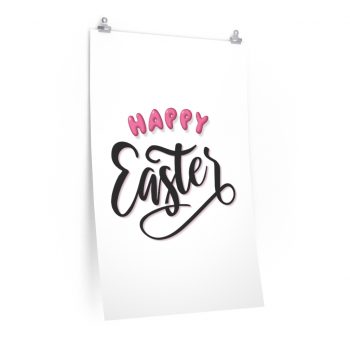 Wall Art Posters Prints - Happy Easter Pink Black