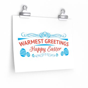 Wall Art Posters Prints - Happy Easter Warmest Greetings Bunny Eggs Red Blue